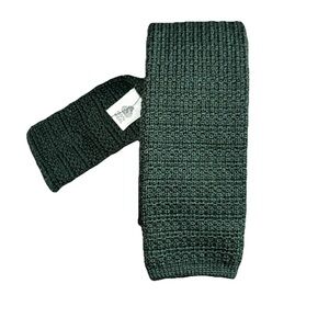 Sanger Harris Knitted Neck Tie Super Rare Made In USA Dark Green 100% Wool
